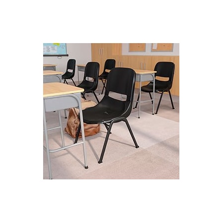 Global Industrial Ergonomic Shell Stack Chair, Black, Plastic B1105811